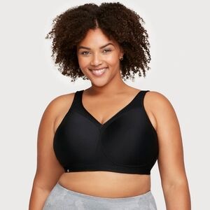 Glamorisw Black MagicLift Seamless Sports Bra Wireless Sz 42G WL199